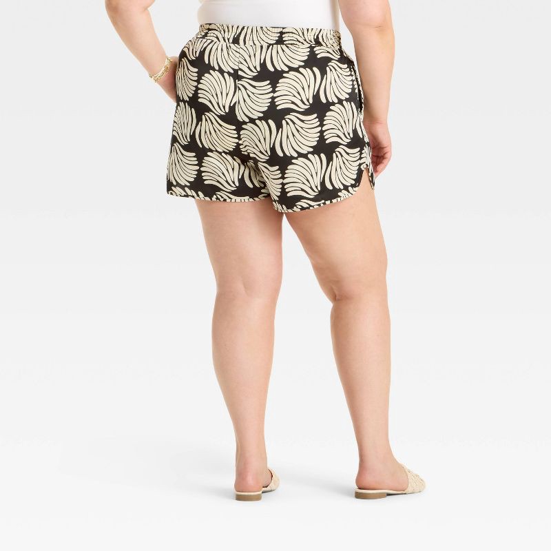 slide 2 of 3, Women's High-Rise Satin Pull-On Shorts - A New Day™ Black/White XXL, 1 ct