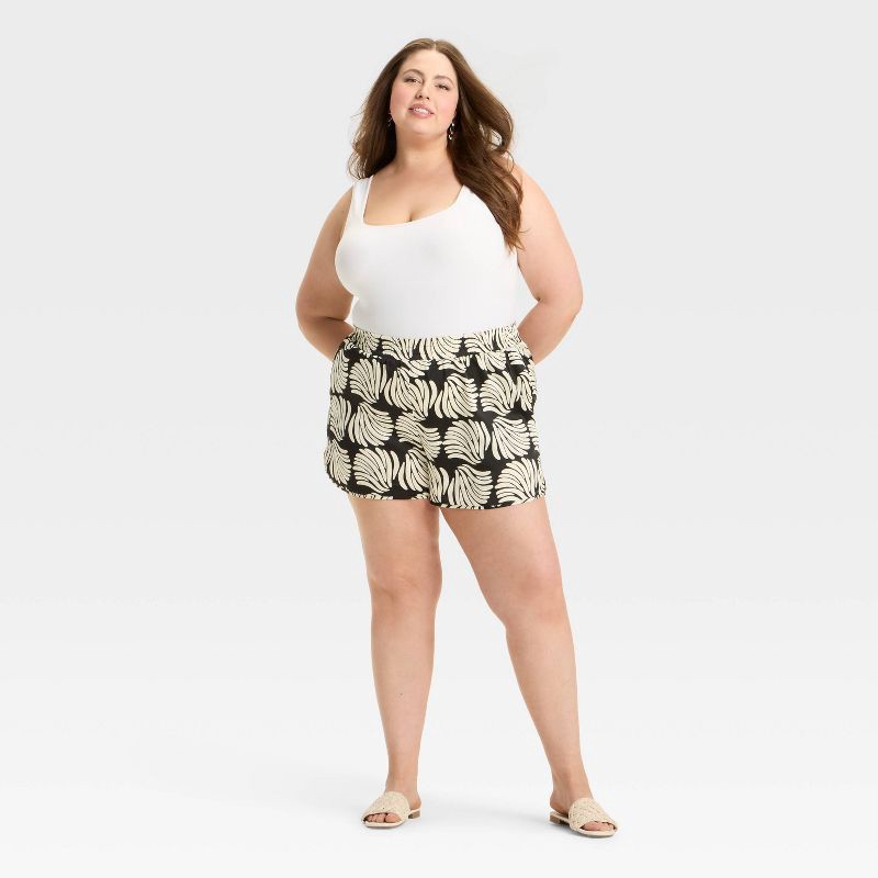 slide 3 of 3, Women's High-Rise Satin Pull-On Shorts - A New Day™ Black/White XXL, 1 ct