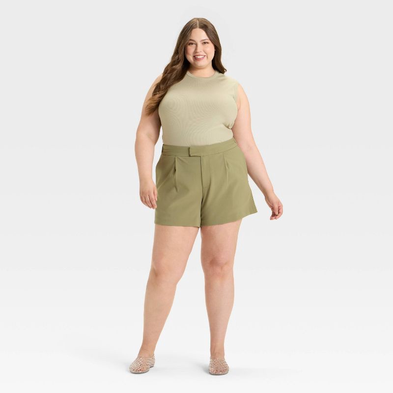 slide 3 of 3, Women's High-Rise Tailored Shorts - A New Day™ Olive 17, 1 ct