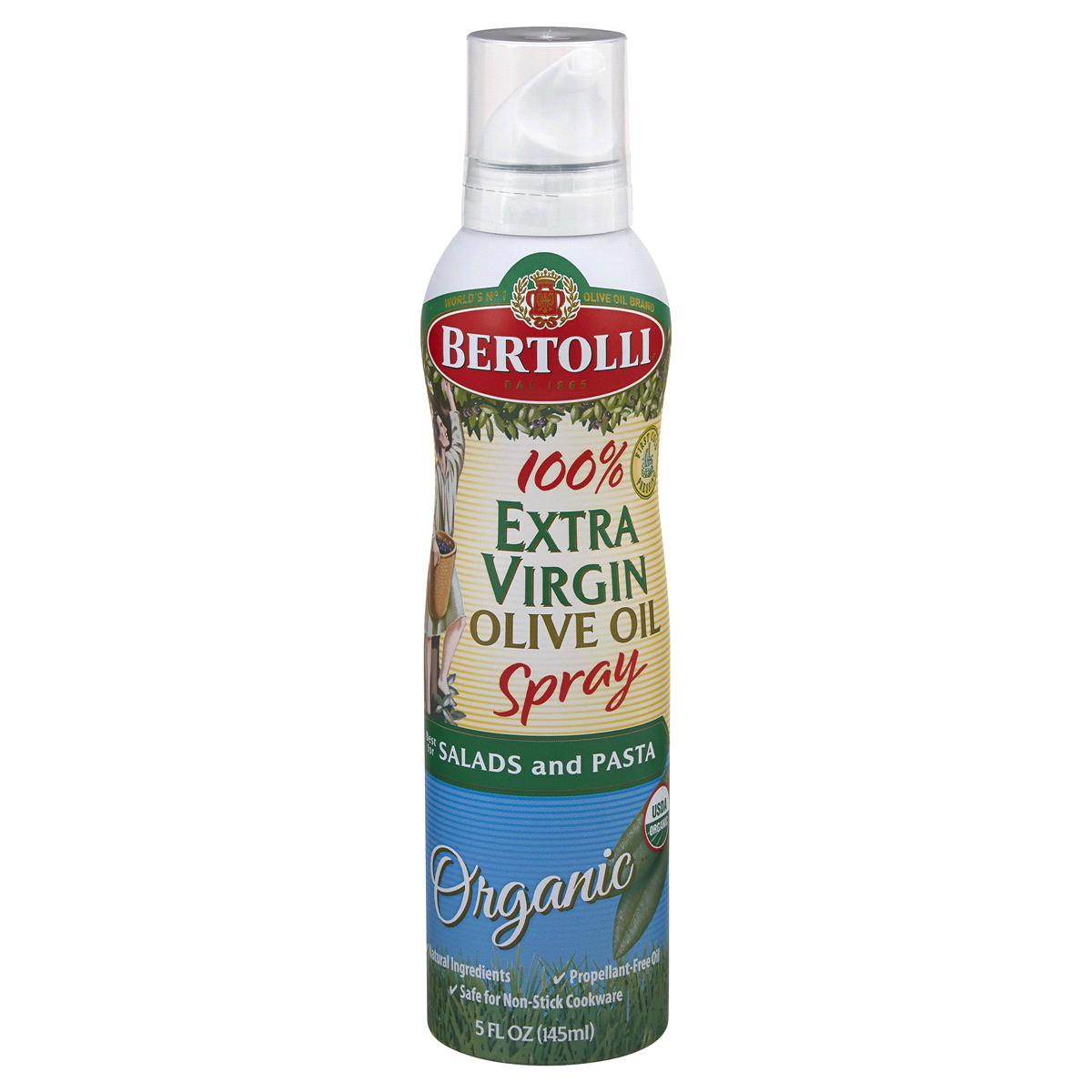 slide 1 of 1, Bertolli Organic Extra Virgin Olive Oil Spray, 5 oz