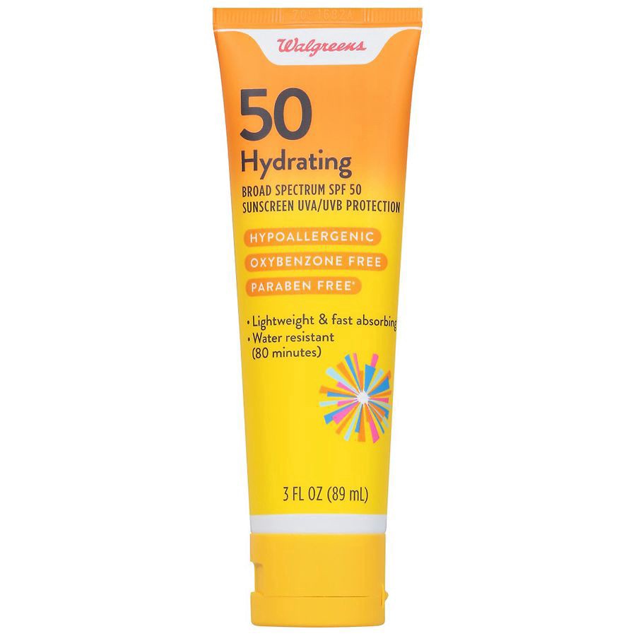 slide 1 of 4, Walgreens Hydrating Sunscreen Lotion SPF 50, 8 fl oz