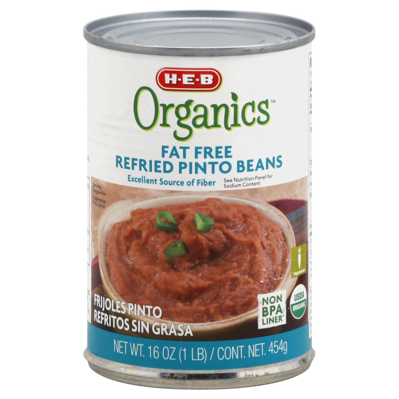 slide 1 of 1, H-B Organics Fat Free Refried Pinto Beans - 16 oz, 16 oz