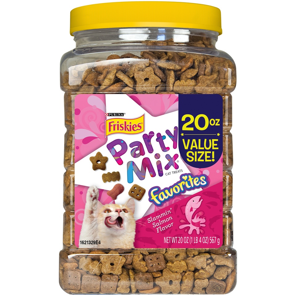 slide 1 of 1, Friskies Purina Friskies Party Mix Favorites Cat Treats, Slammin' Salmon, 20 oz