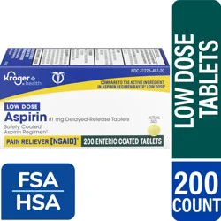Kroger Low Dose Aspirin Pain Reliever Tablets 81Mg