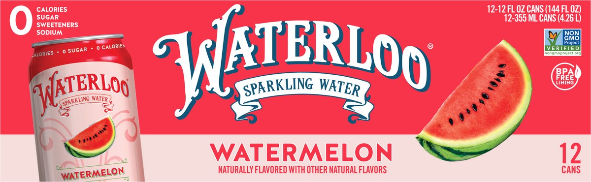 slide 2 of 2, Waterloo Watermelon Sparkling Water - 12 ct; 12 fl oz, 12 ct; 12 fl oz