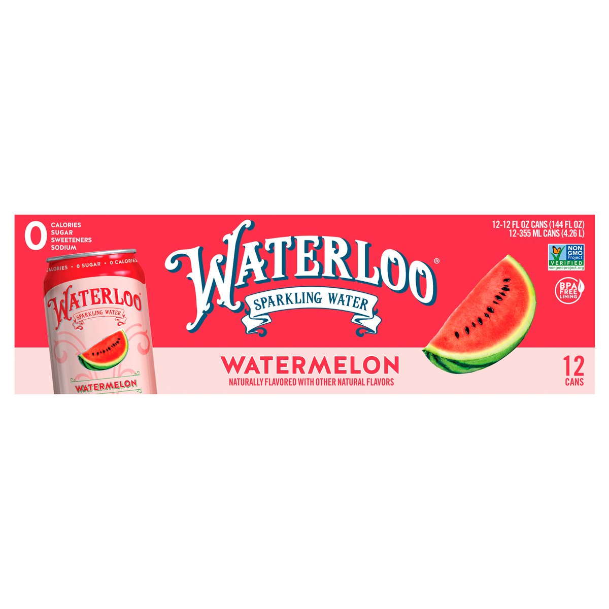 slide 1 of 2, Waterloo Watermelon Sparkling Water - 12 ct; 12 fl oz, 12 ct; 12 fl oz