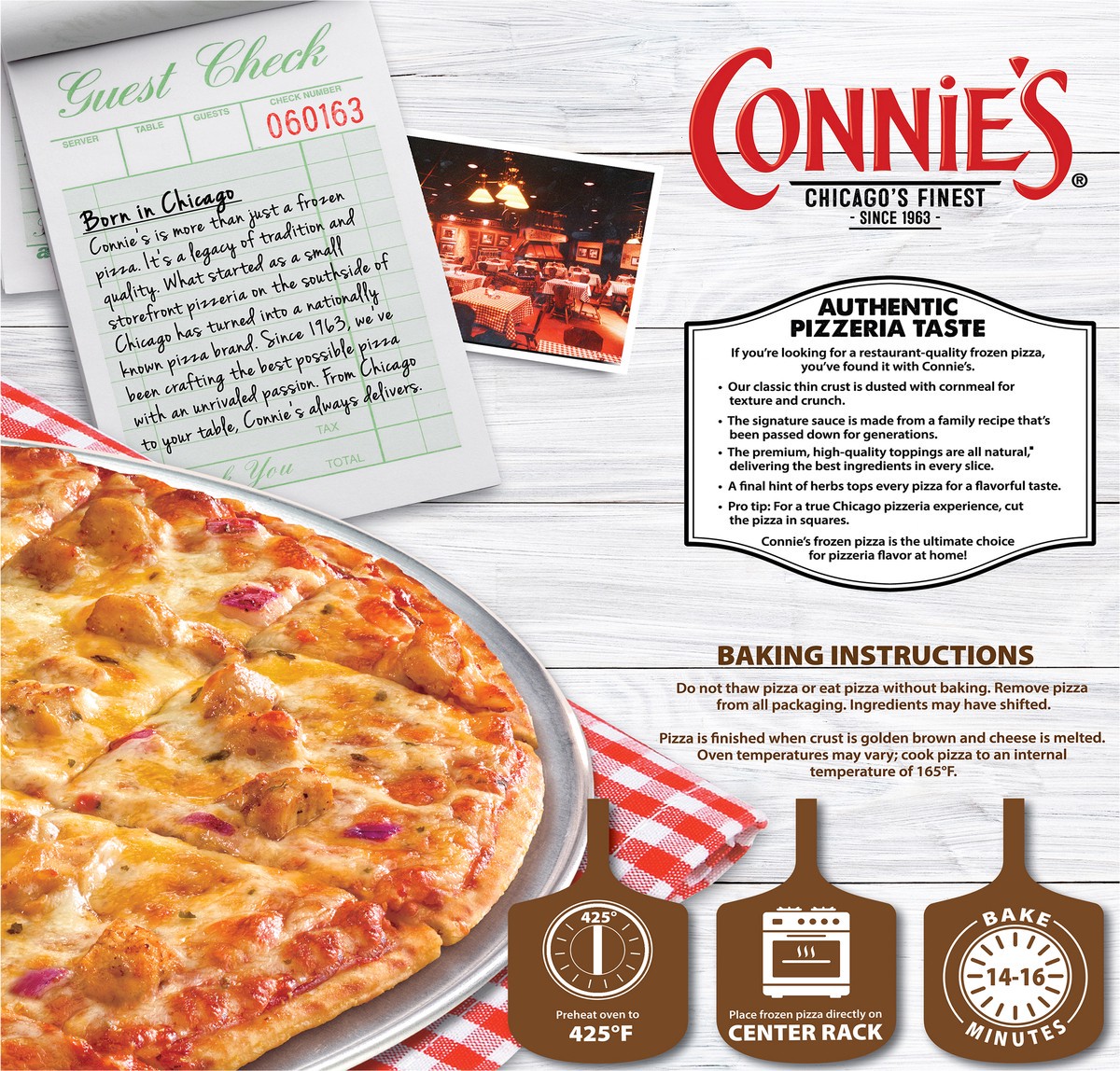 slide 5 of 13, Connie's Classic Thin Crust BBQ Recipe Chicken Pizza 21.0 oz, 21 oz