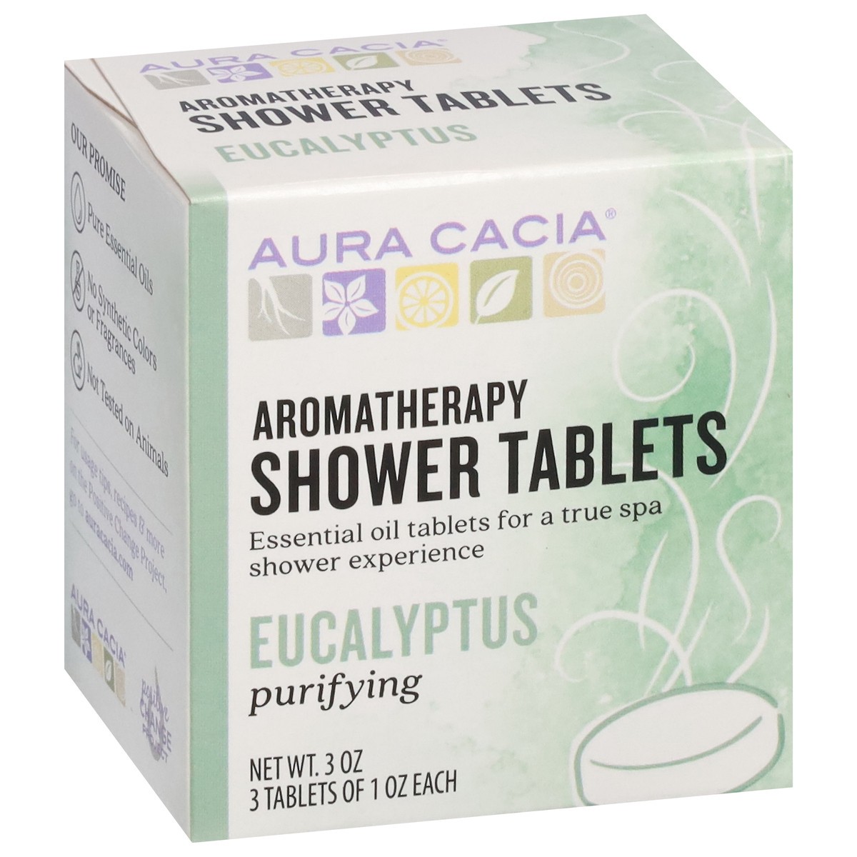 slide 2 of 12, Aura Cacia Purifying Aromatherapy Eucalyptus Shower Tablets 3 - 1 oz Tablets, 3 oz