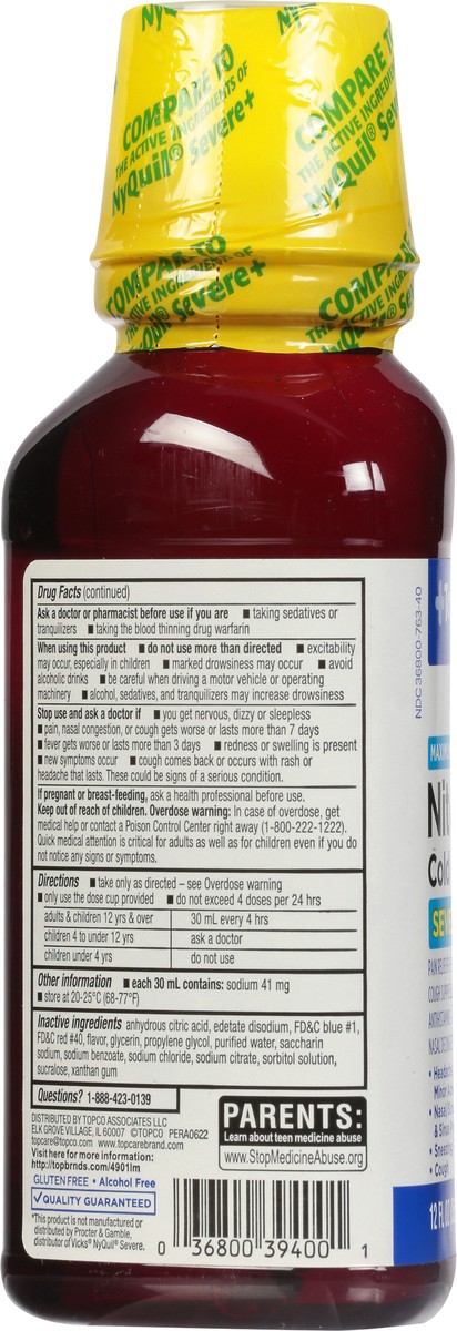 slide 6 of 10, TopCare Health NiteTime Severe Maximum Strength Relief Mixed Berry Flavor Cold & Flu 12 fl oz, 12 fl oz