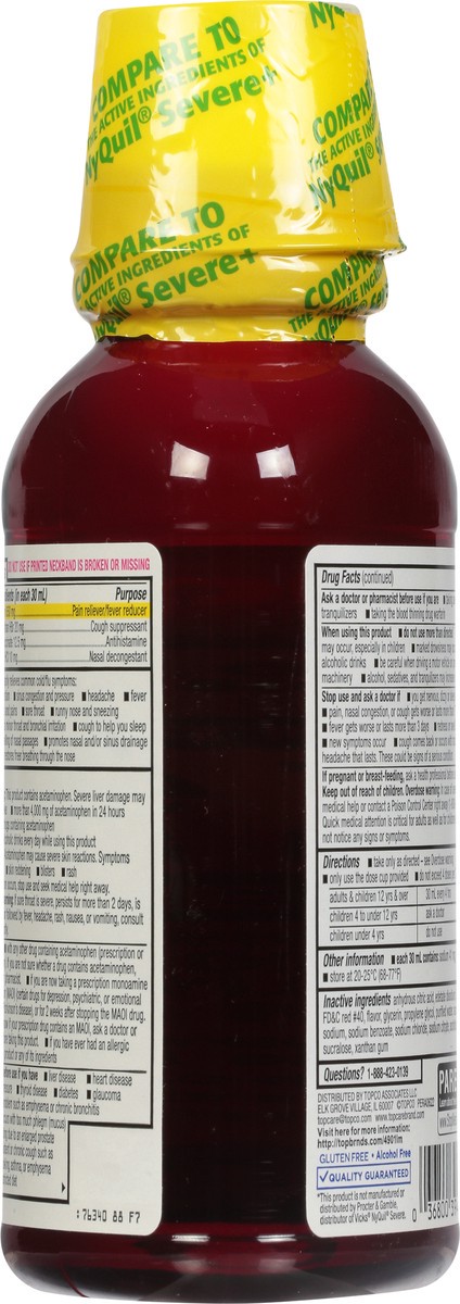 slide 9 of 10, TopCare Health NiteTime Severe Maximum Strength Relief Mixed Berry Flavor Cold & Flu 12 fl oz, 12 fl oz