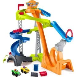 Fisher-Price Little People Hot Wheels Spiral Stunt Speedway Toddler Race Track Playset