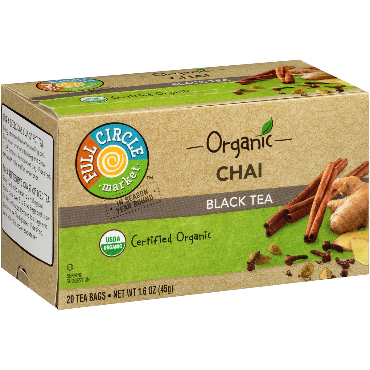 slide 6 of 10, Full Circle Market Chai Black Tea - 1.6 oz, 20 ct