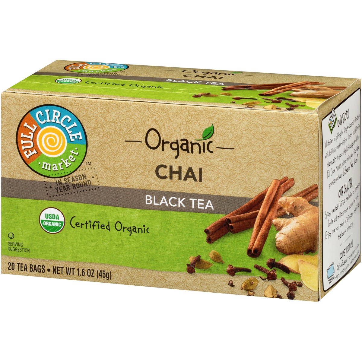 slide 7 of 10, Full Circle Market Chai Black Tea - 1.6 oz, 20 ct