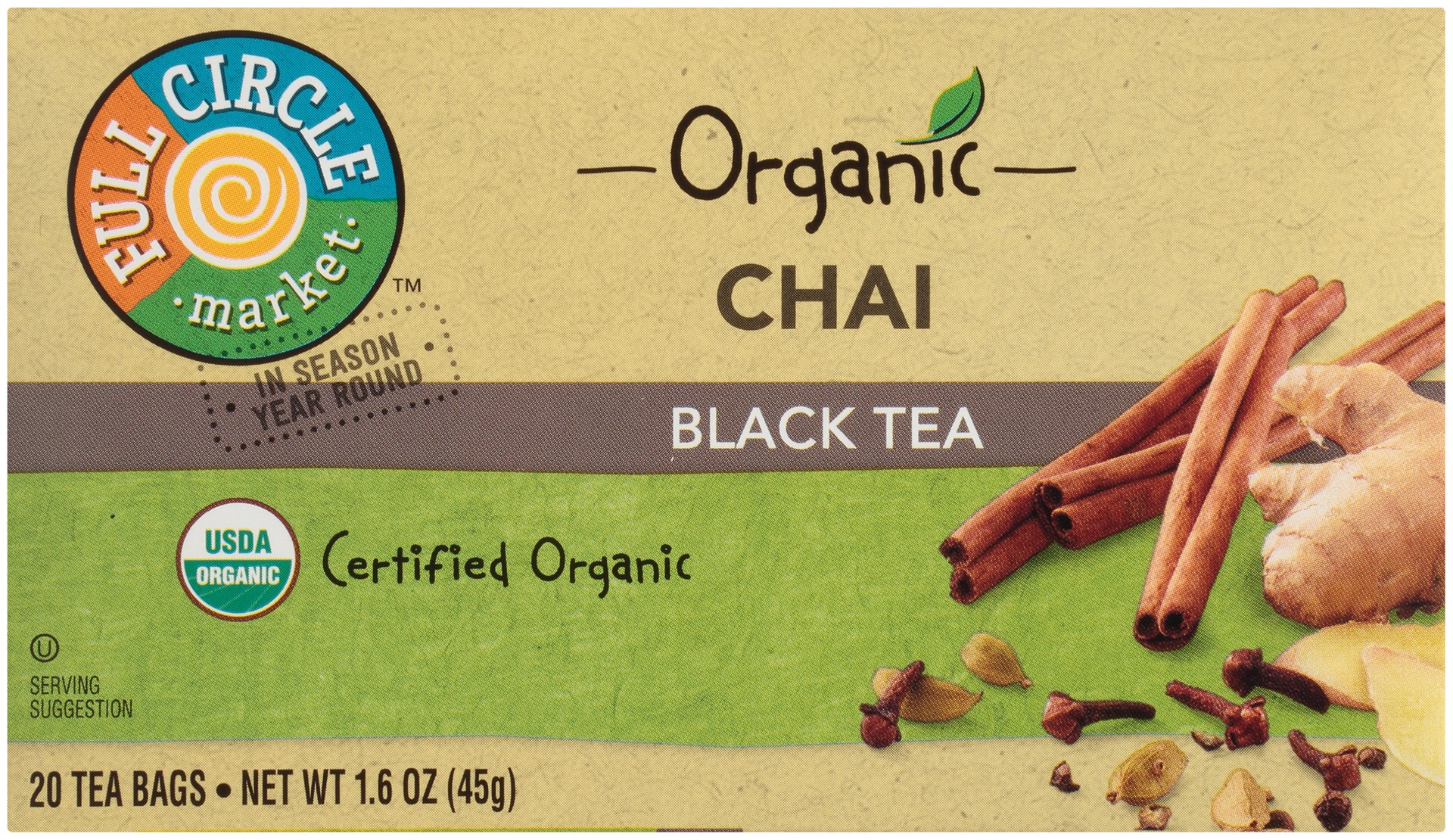 slide 1 of 6, Full Circle Market Chai Black Tea - 1.6 oz, 20 ct