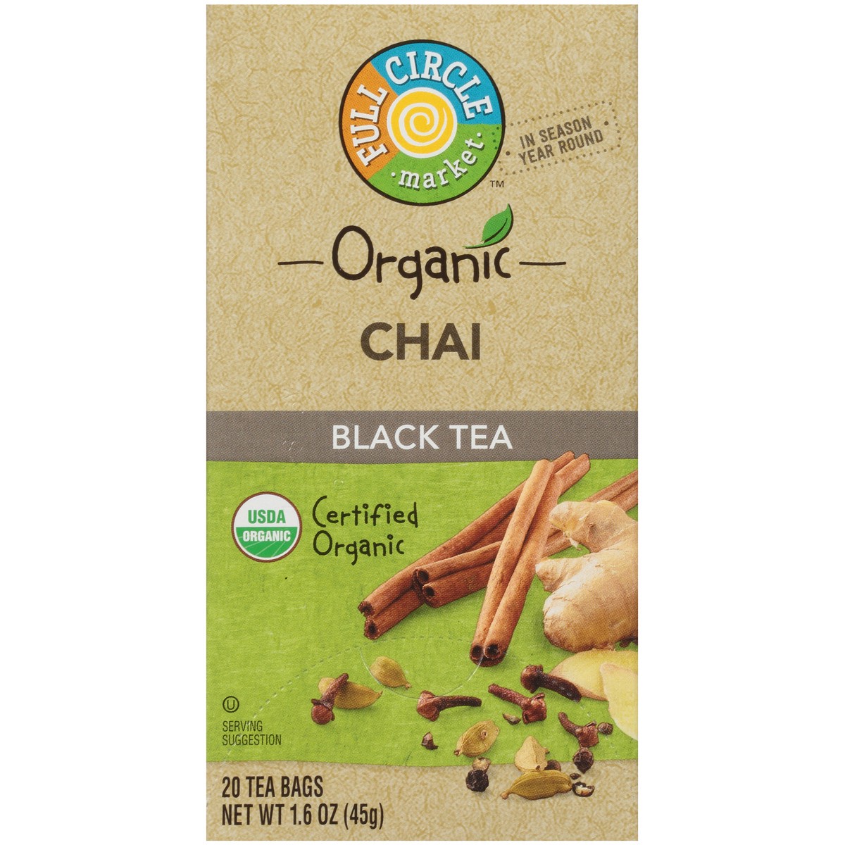 slide 3 of 10, Full Circle Market Chai Black Tea - 1.6 oz, 20 ct