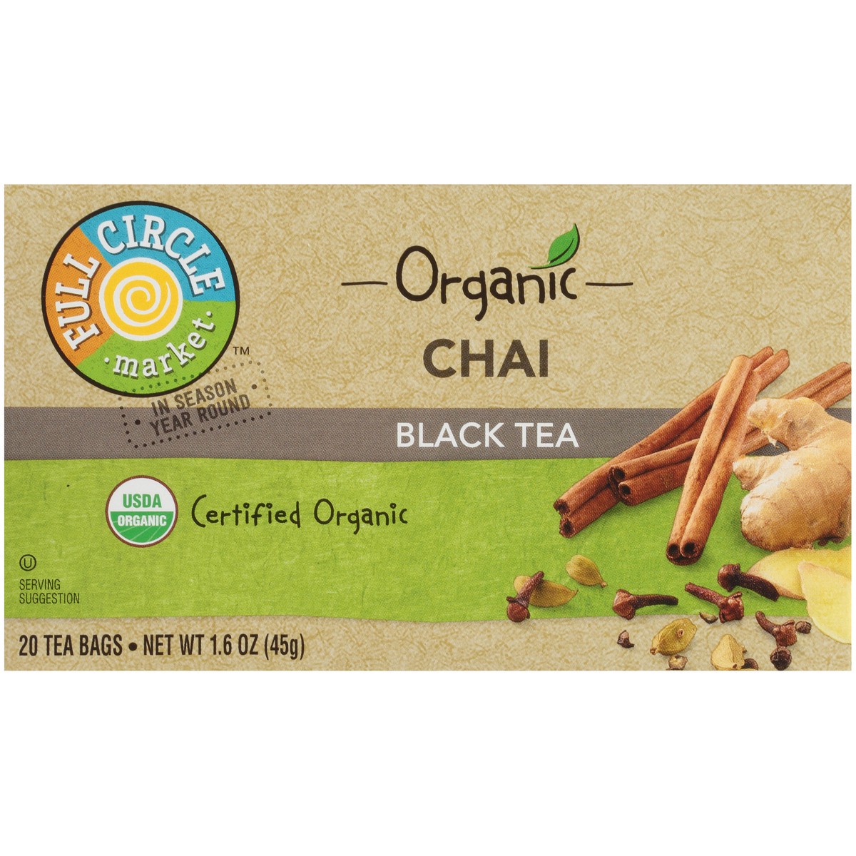 slide 2 of 10, Full Circle Market Chai Black Tea - 1.6 oz, 20 ct