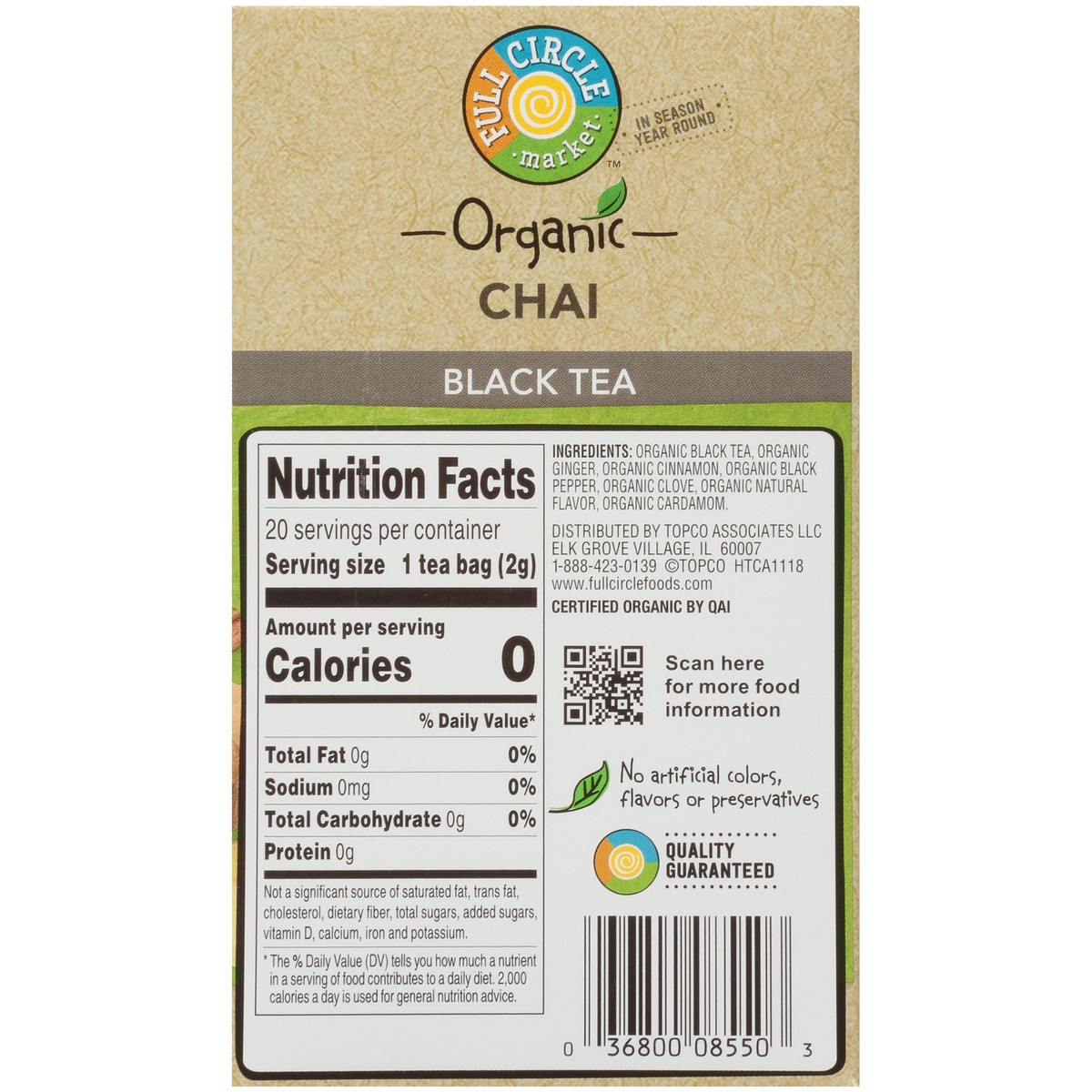 slide 9 of 10, Full Circle Market Chai Black Tea - 1.6 oz, 20 ct