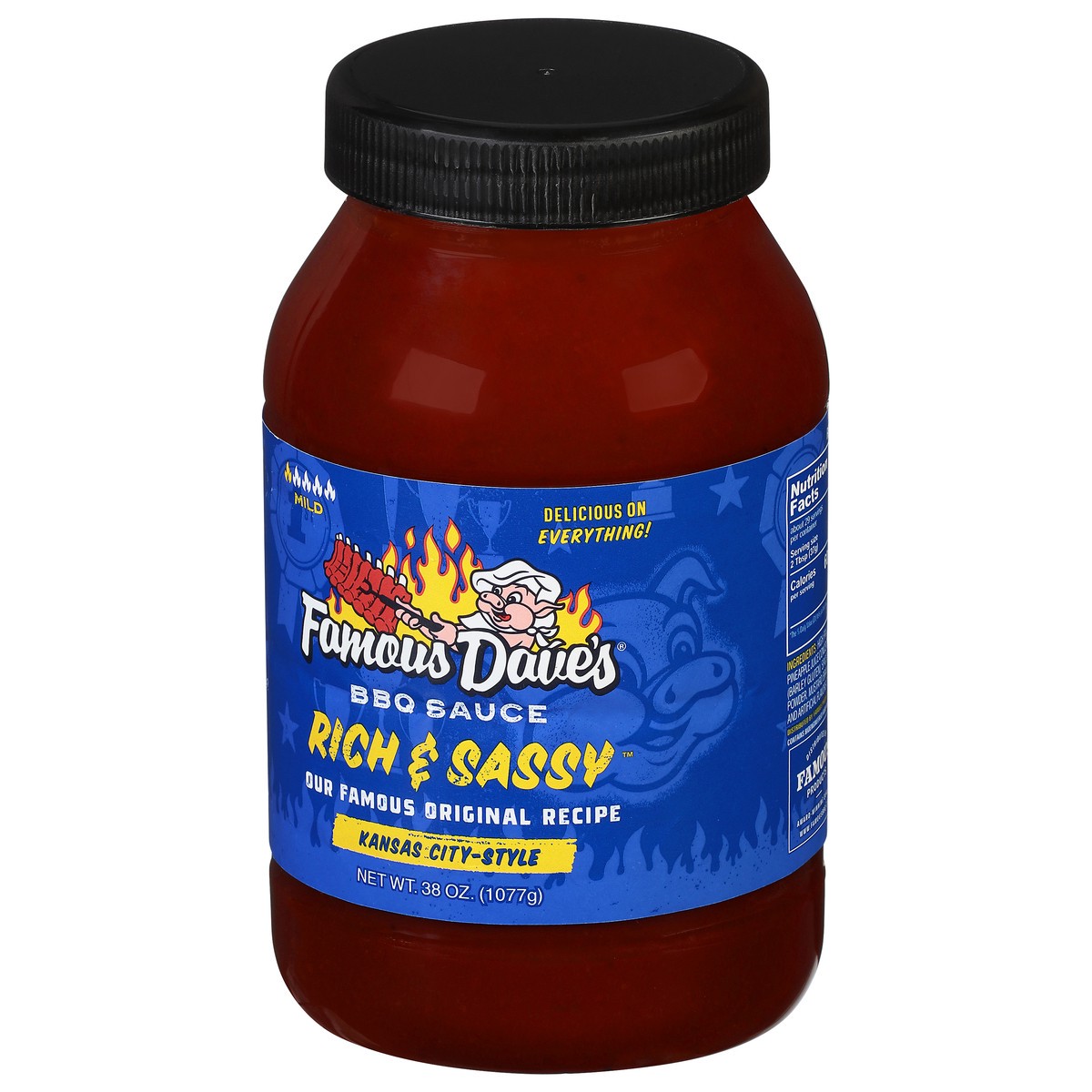 slide 9 of 12, Famous Dave's Mild Kansas City-Style Rich & Sassy BBQ Sauce 38 oz, 38 oz