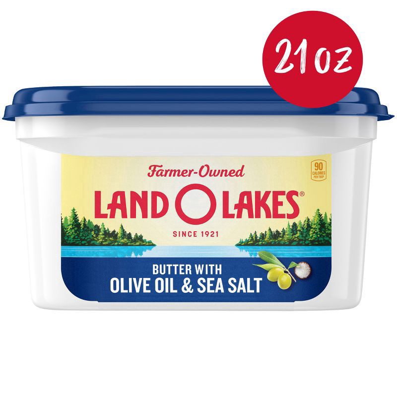 slide 1 of 2, Land O'Lakes Butter With Olive Oil & Sea Salt Spread, 21 oz
