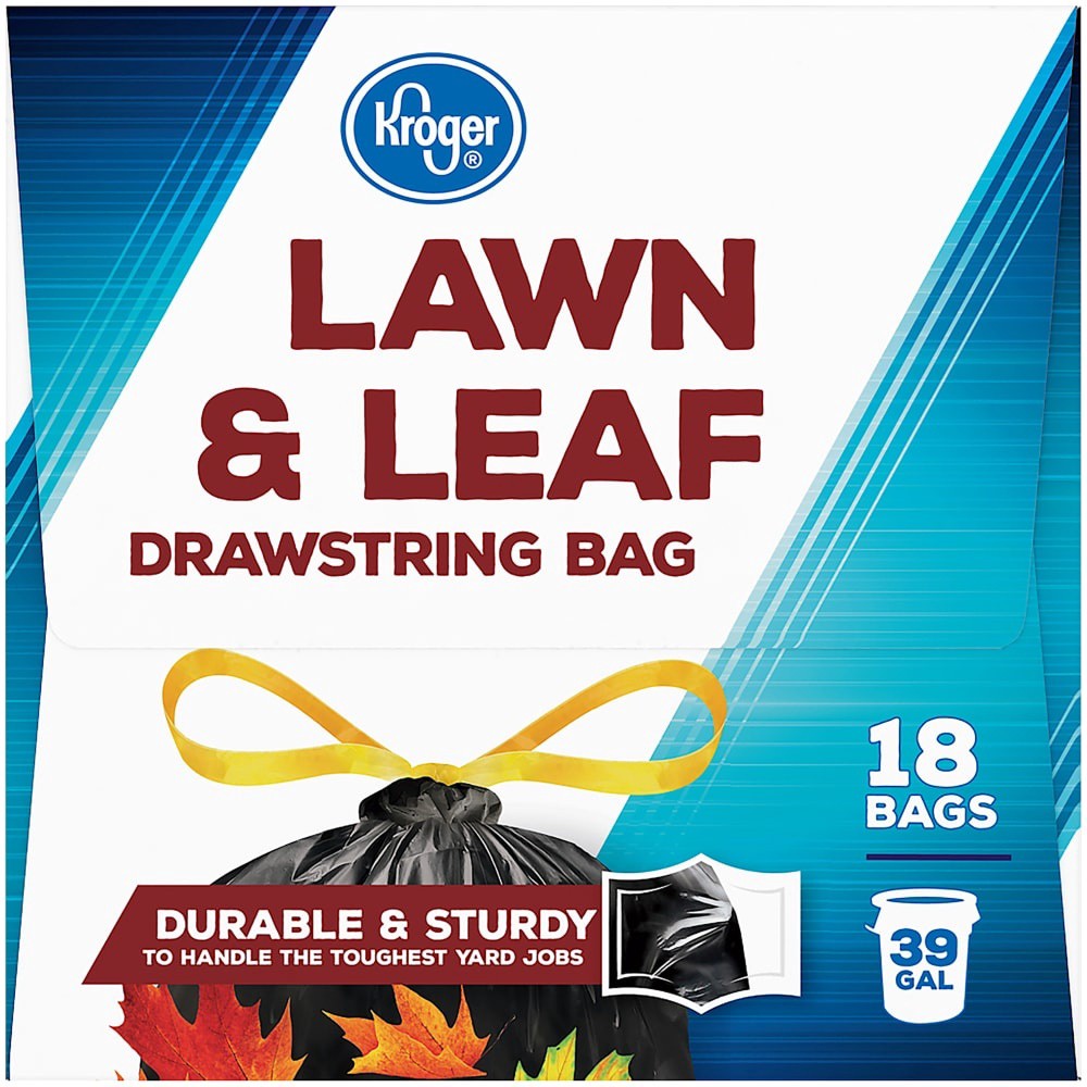 slide 4 of 4, Kroger 39 Gallon Lawn Leaf Drawstring Bags, 39 gal