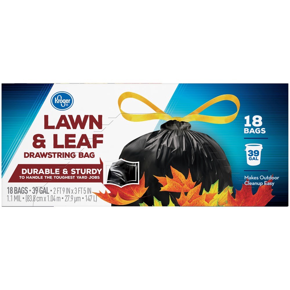 slide 3 of 4, Kroger 39 Gallon Lawn Leaf Drawstring Bags, 39 gal