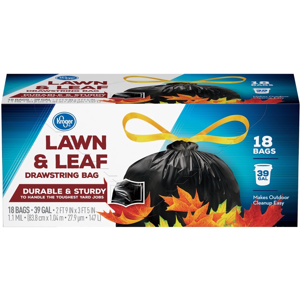 slide 1 of 4, Kroger 39 Gallon Lawn Leaf Drawstring Bags, 39 gal