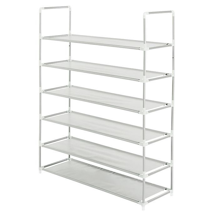 slide 2 of 6, Simply Essential 6-Tier Fabric Shoe Rack - Grey, 1 ct