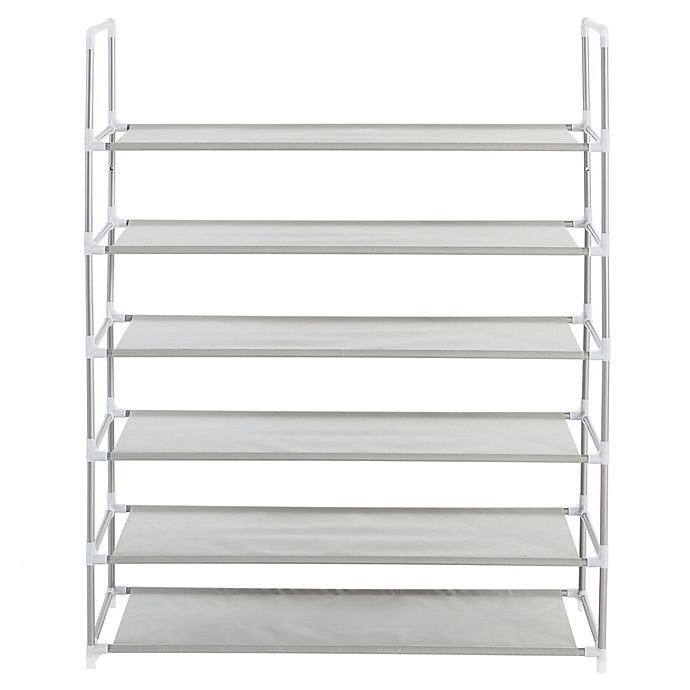 slide 5 of 6, Simply Essential 6-Tier Fabric Shoe Rack - Grey, 1 ct