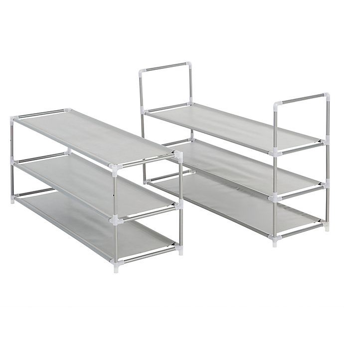 slide 6 of 6, Simply Essential 6-Tier Fabric Shoe Rack - Grey, 1 ct