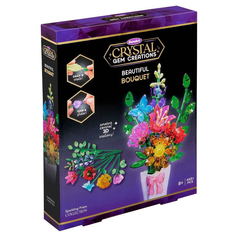 slide 13 of 13, Cra-Z-Art Crystal Gem Beautiful Bouquet: Rose Art Building Sets, Creativity Focus, Acrylic Material, 16 Pieces, 16 ct