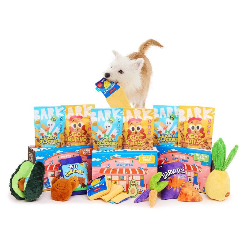slide 7 of 7, BARK Beg-n-Bag Small Box Dog Plush Toy Set - 5pc, 5 ct