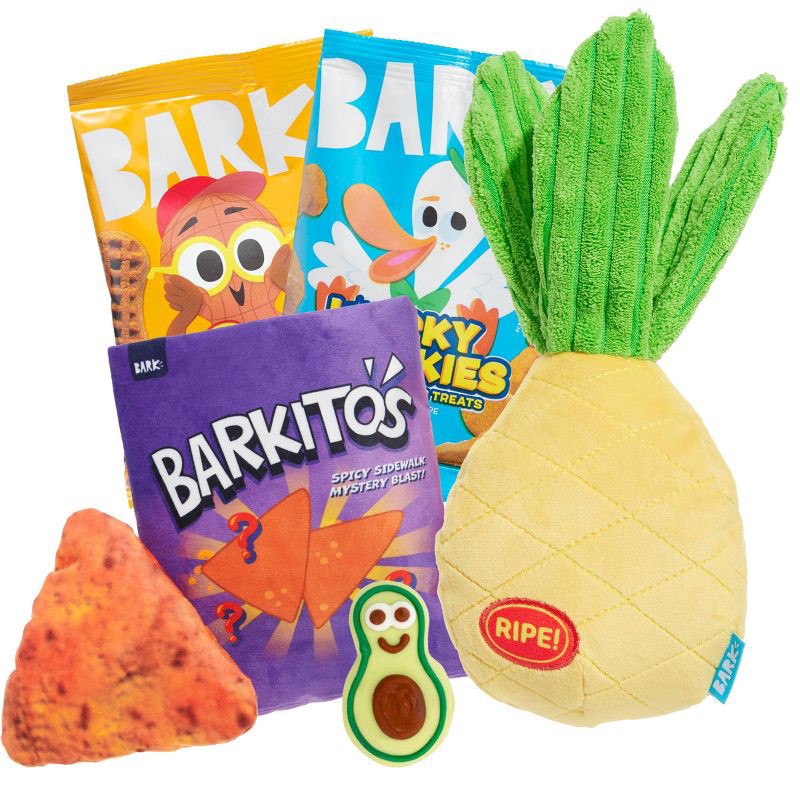 slide 2 of 7, BARK Beg-n-Bag Medium Box Dog Plush Toy Set - 5pc, 5 ct