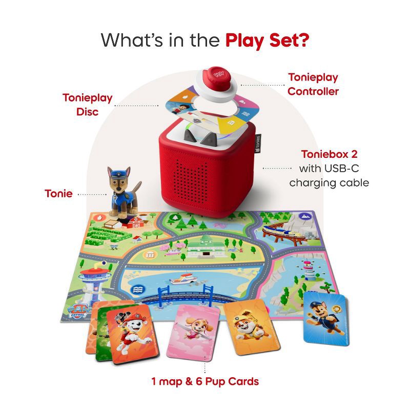 slide 3 of 11, tonies PAW Patrol: Chase Toniebox 2 Play Set - Sunset Red: Toddler Language & Creative Learning System, 1 ct