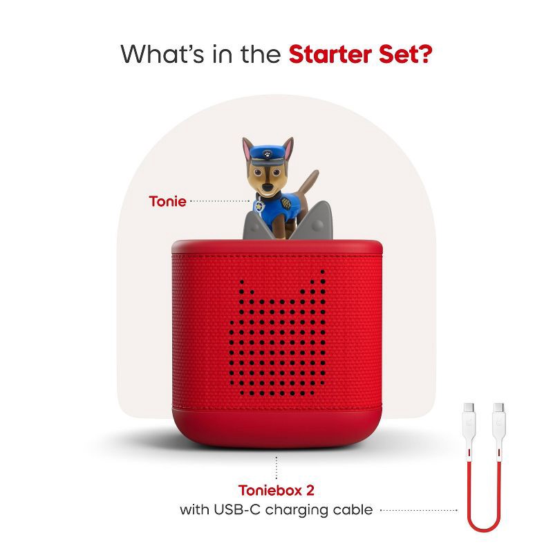 slide 3 of 8, tonies PAW Patrol: Chase Toniebox 2 Starter Set - Sunset Red: Learning System Hardware for Creative Thinking & Language Skills, 1 ct