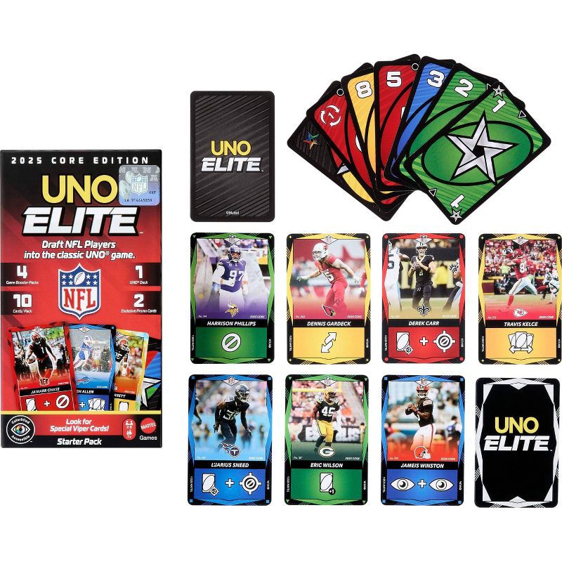 slide 6 of 10, Mattel Uno Elite NFL Core Starter Pack Card Game, 1 ct