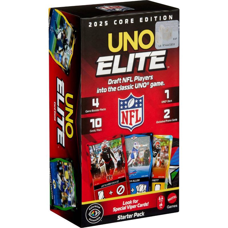 slide 1 of 10, Mattel Uno Elite NFL Core Starter Pack Card Game, 1 ct