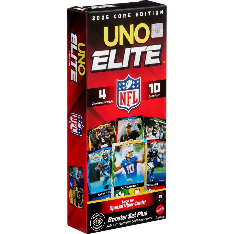 slide 1 of 10, UNO Elite NFL Draft Pack Plus Card Game, 1 ct