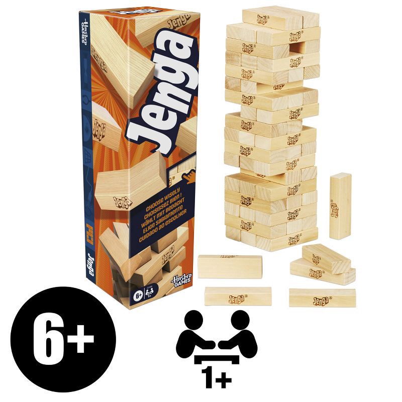 slide 2 of 10, Hasbro Gaming Jenga Board Game with More Ways to Play, 1 ct