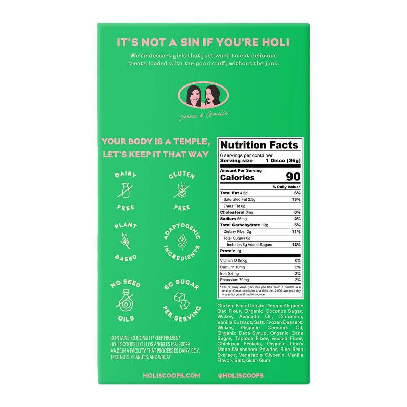 slide 2 of 3, Holi Scoops Vanilla Snickerdoodle Cookie Dough Discos Dairy-Free Ice Cream - 7.5oz, 7.5 oz