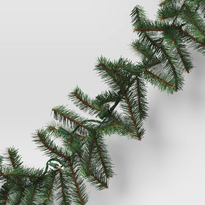 slide 4 of 4, 9' Christmas Pre-Lit Artificial Pine Bough Garland Green with LED Lights - Wondershop™, 1 ct