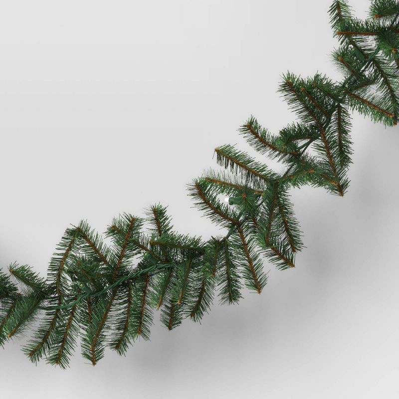 slide 4 of 4, 18' Christmas Pre-Lit Artificial Pine Bough Garland Green with LED Lights - Wondershop™, 1 ct