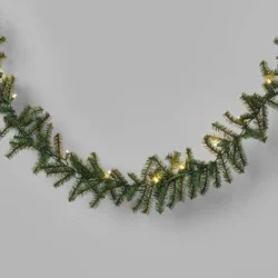 18&#x27; Christmas Pre-Lit Artificial Pine Bough Garland Green with LED Lights - Wondershop™
