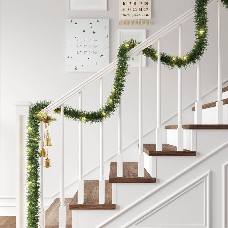 slide 2 of 4, 18' Christmas Pre-Lit Artificial Pine Garland Green with LED Lights - Wondershop™, 1 ct