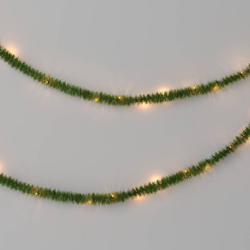 slide 1 of 4, 18' Christmas Pre-Lit Artificial Pine Garland Green with LED Lights - Wondershop™, 1 ct