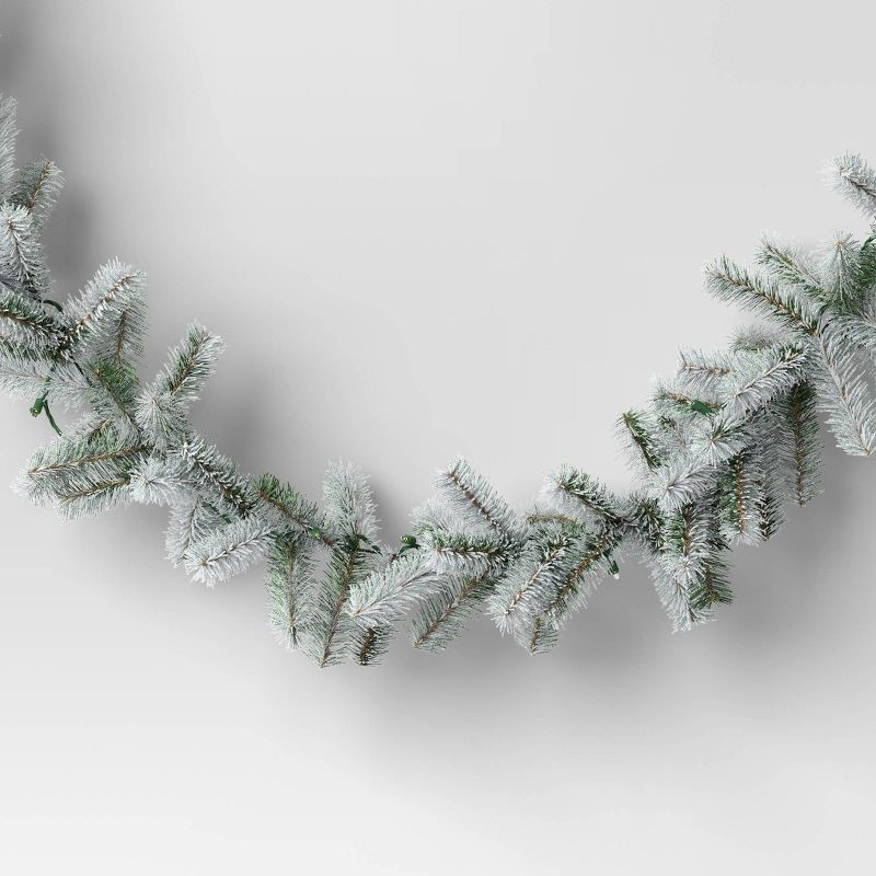 slide 3 of 4, 9' Christmas Flocked Canadian Garland with LED Lights - Wondershop™, 1 ct