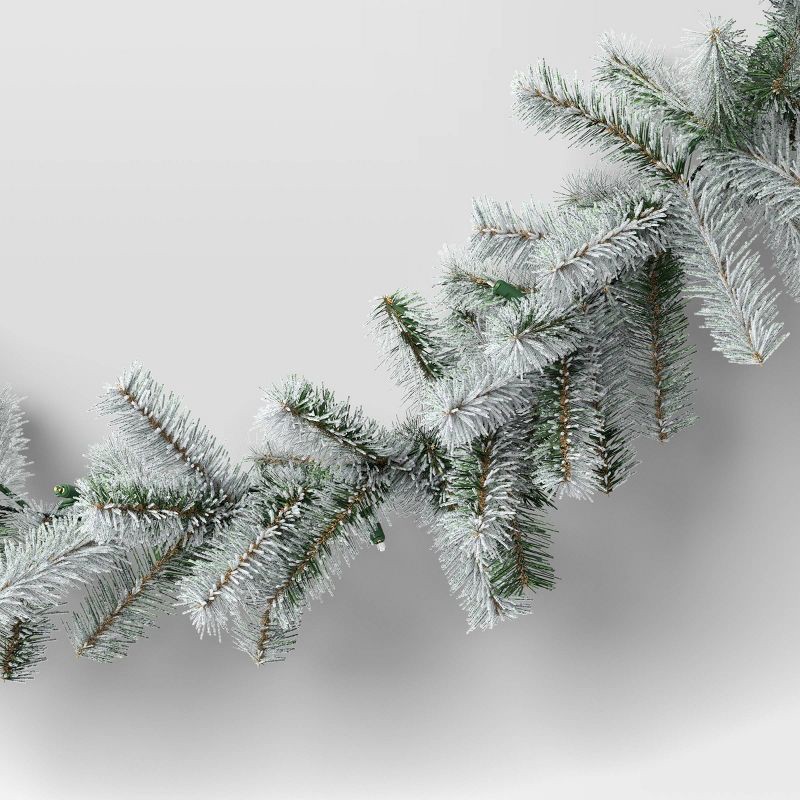 slide 4 of 4, 9' Christmas Flocked Canadian Garland with LED Lights - Wondershop™, 1 ct