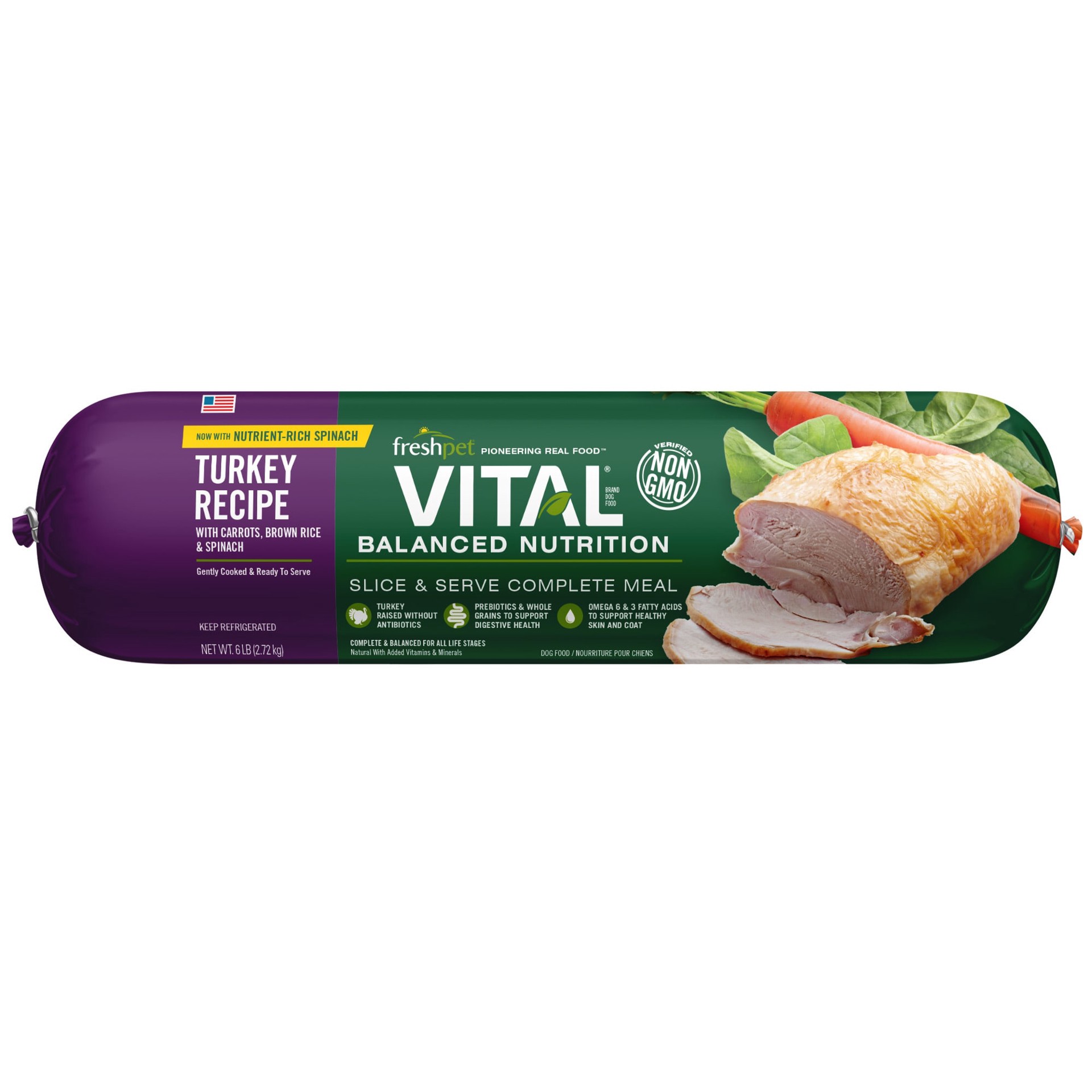 slide 1 of 1, Freshpet Vital Gluten Free Turkey Vegetable, 5 lb