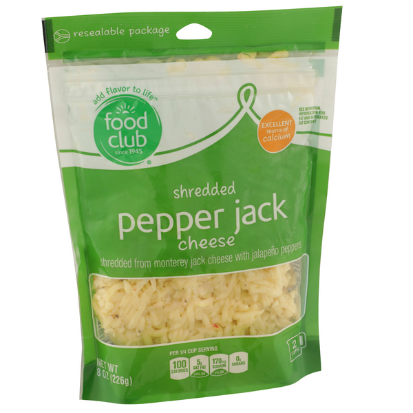 slide 1 of 1, Food Club Pepper Jack From Monterey Jack Shredded Cheese With Jalapeno Peppers, 8 oz