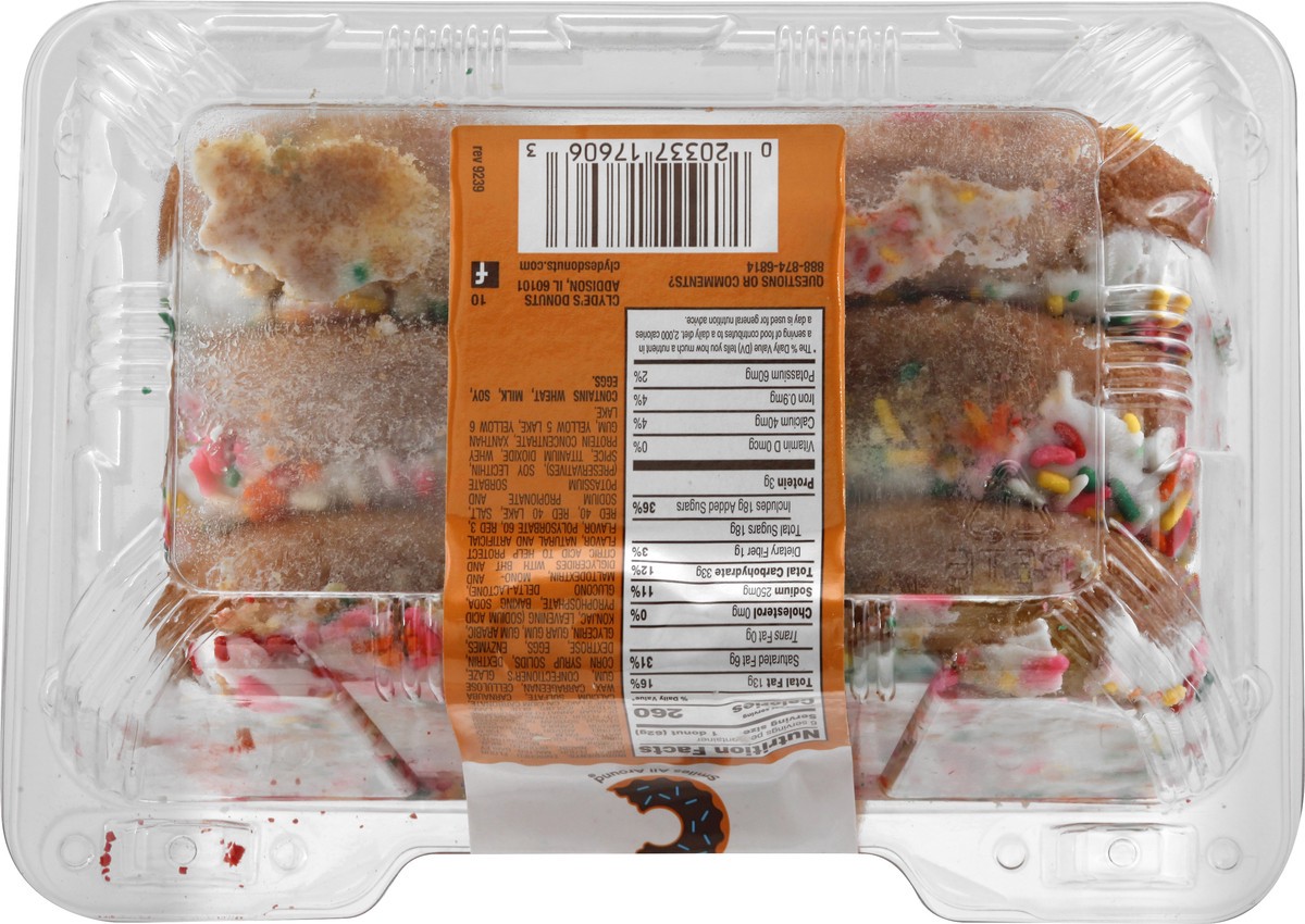 slide 10 of 10, Clyde's Clydes Classic Rainbow White Iced Cake Donuts 13.2 oz, 13.2 oz