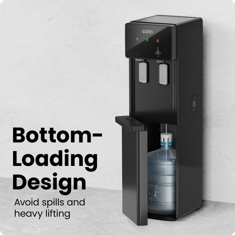 slide 3 of 7, ICEMAN by Chefman Iceman Ice Maker and Water Dispenser, Bottom-Loading for 1-5 Gallon Bottles - Black, 5 gal